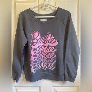 Grayson Threads Women's Gray and Pink BARBIE Graphic Crew Neck Sweatshirt